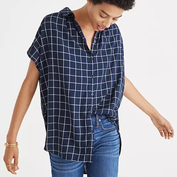 Madewell Tops - Madewell Central Drapey Shirt in Windowpane